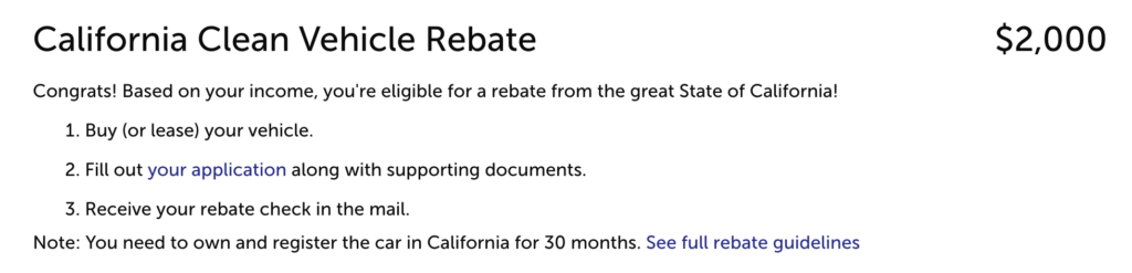 Income Restrictions On Clean Car Rebate In California